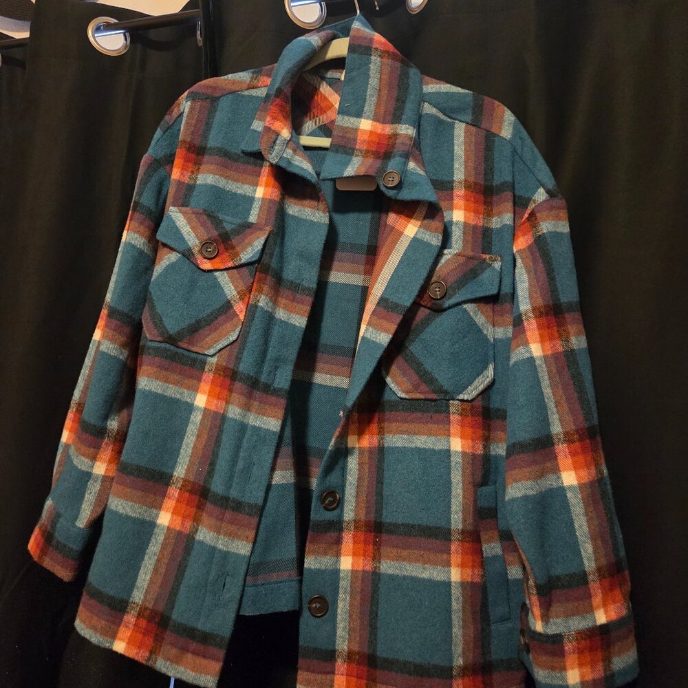 Teal Plaid shacket